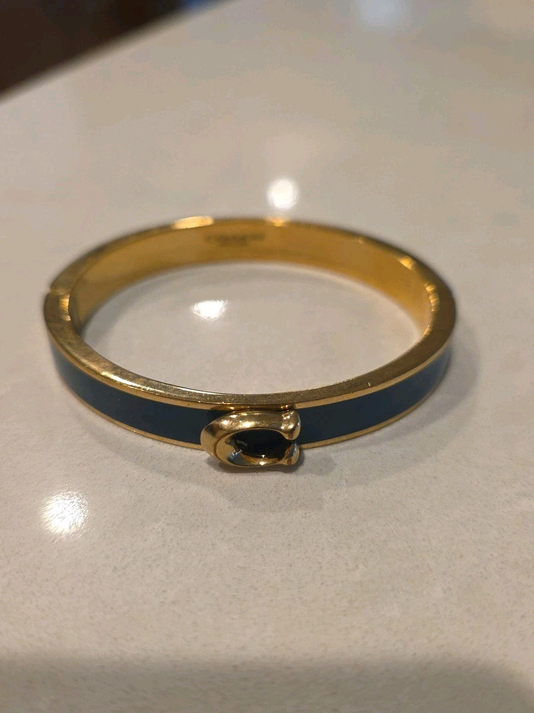 Coach Push Signature Hinged Bangle-Indigo Blue