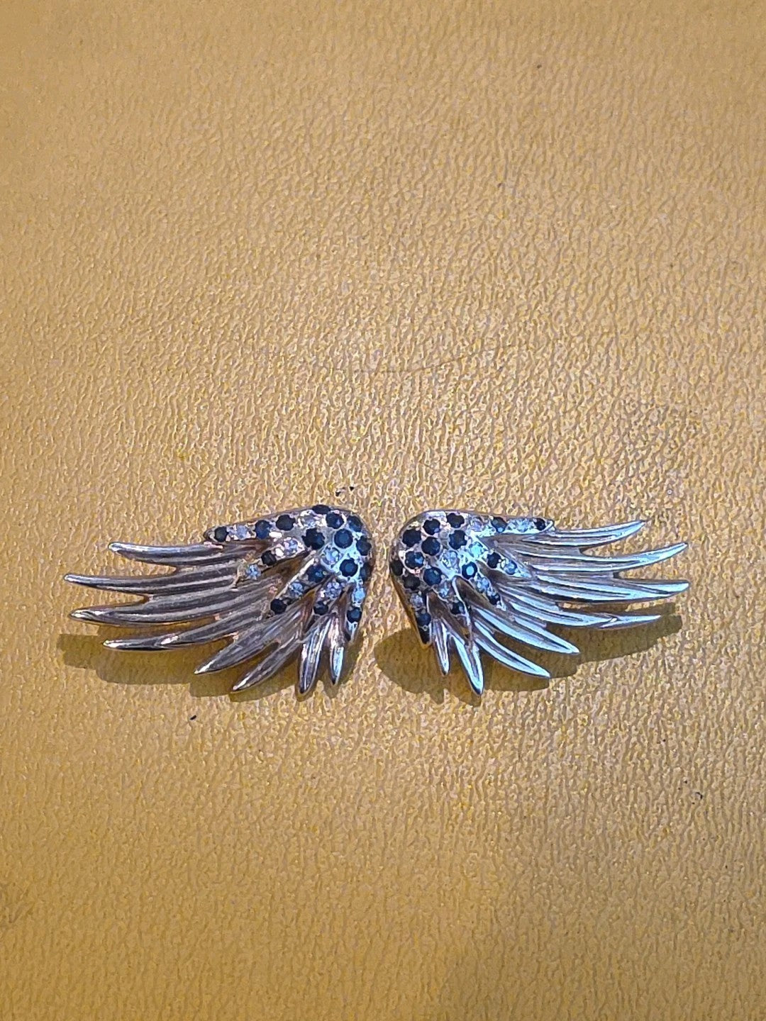 18kt Yellow Gold & Diamond & Saffire Wing Earrings