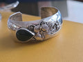 Southwest Native American BLACK ONYX STERLING SILVER CUFF BRACELET