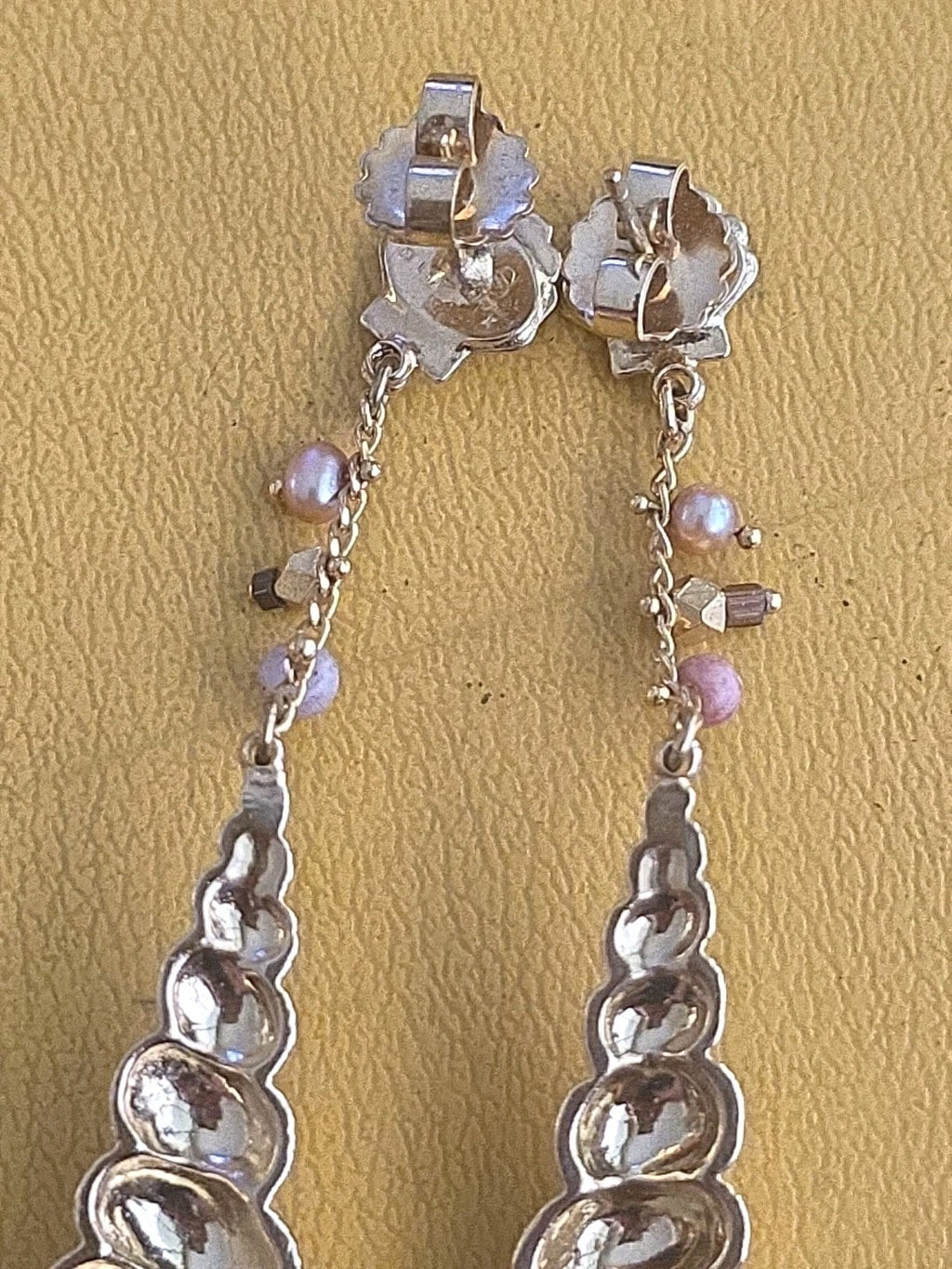 GORGEOUS RAREST VINTAGE GAS BIJOUX YELLOW GOLD PLATED SHELL EARRINGS