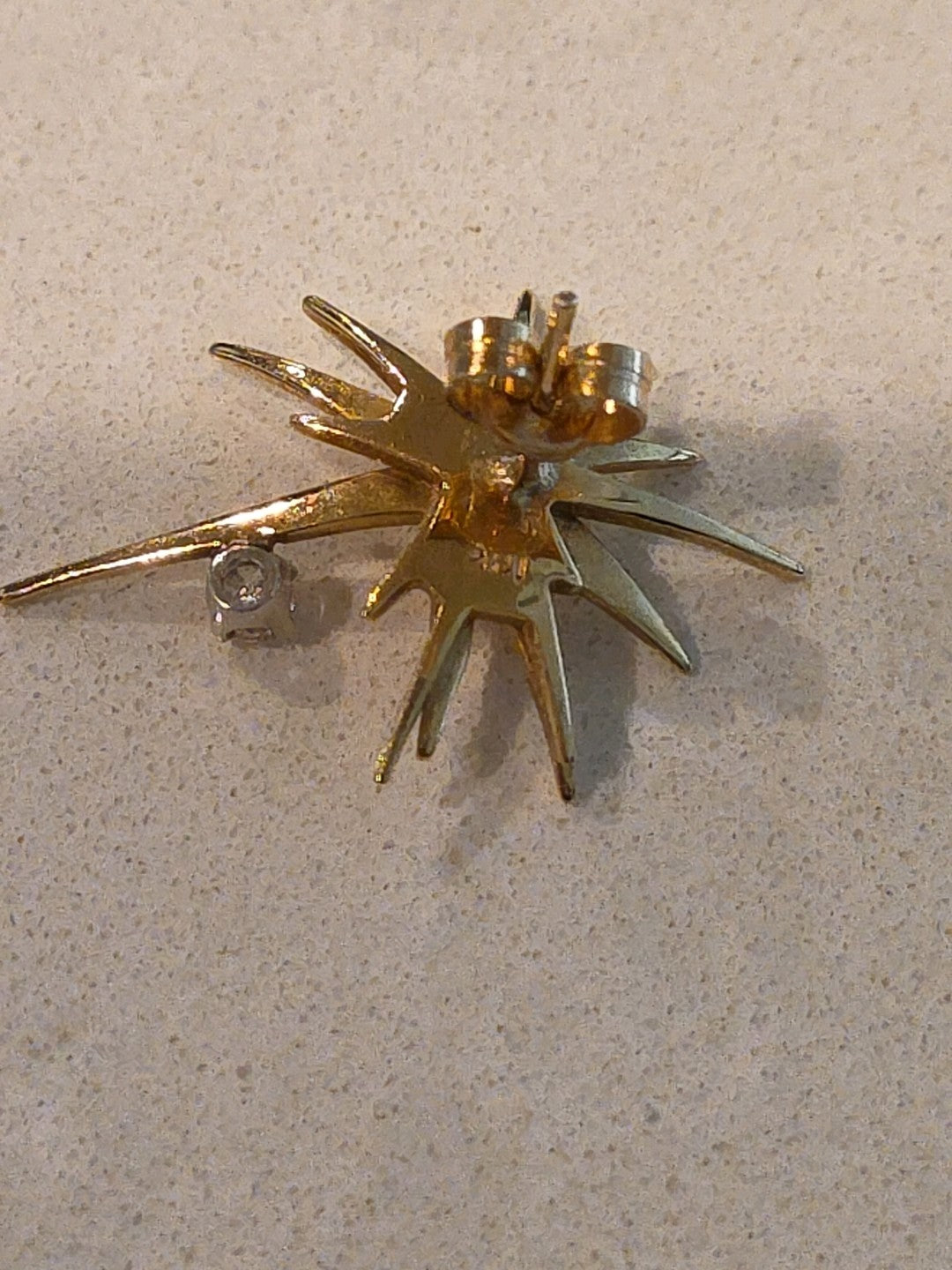 Midcentury 18k Yellow Gold Diamond Supernova Starburst Diamond Earrings