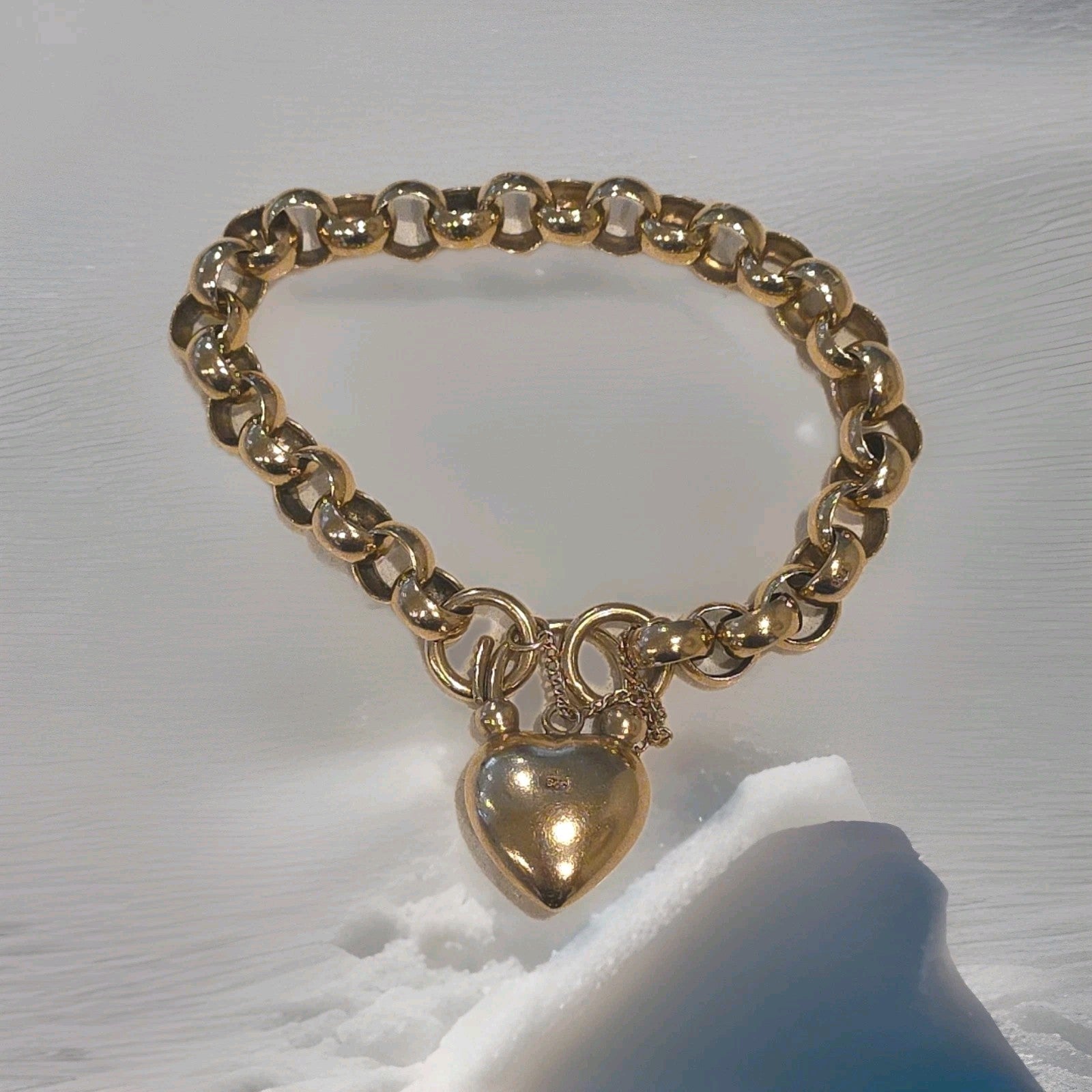 Vintage Victorian Era Rose Gold Heart Chunky Bracelet 9ct