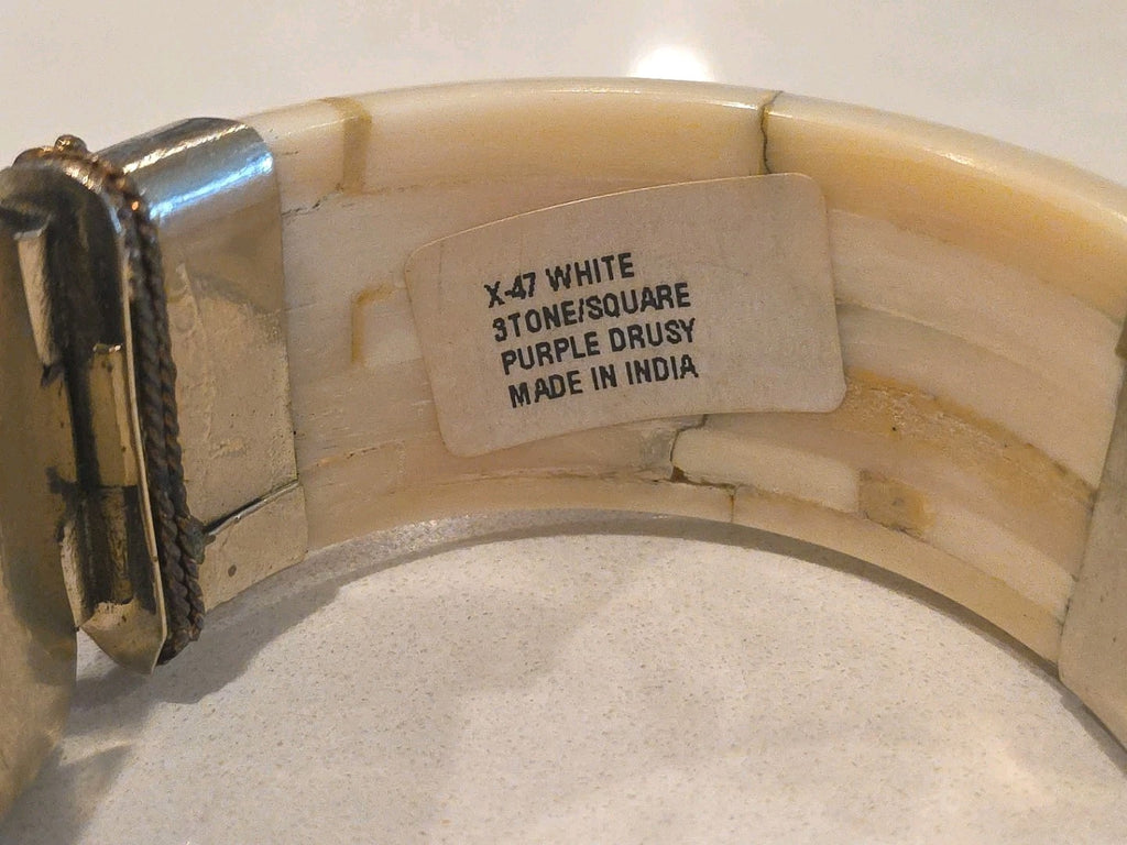 Tara Mesa Pink Drusy Quartz & Bone Bangle Bracelet