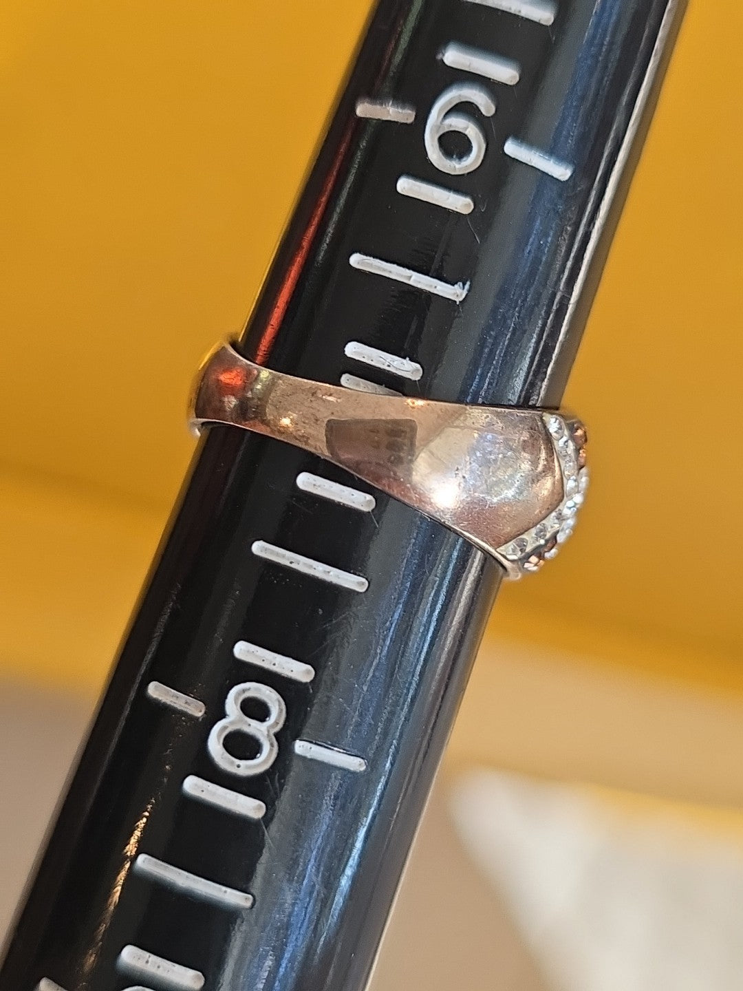 Sparkly Signed S925 Sterling Silver Citrine Ring Sz 7