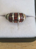 Sterling Silver Wine Colored Stones Domed Statement Ring Sz 8