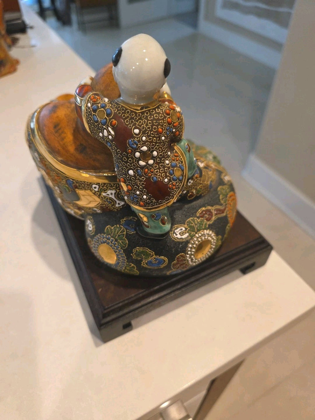 Antique Japanese Laughing Buddha with Child