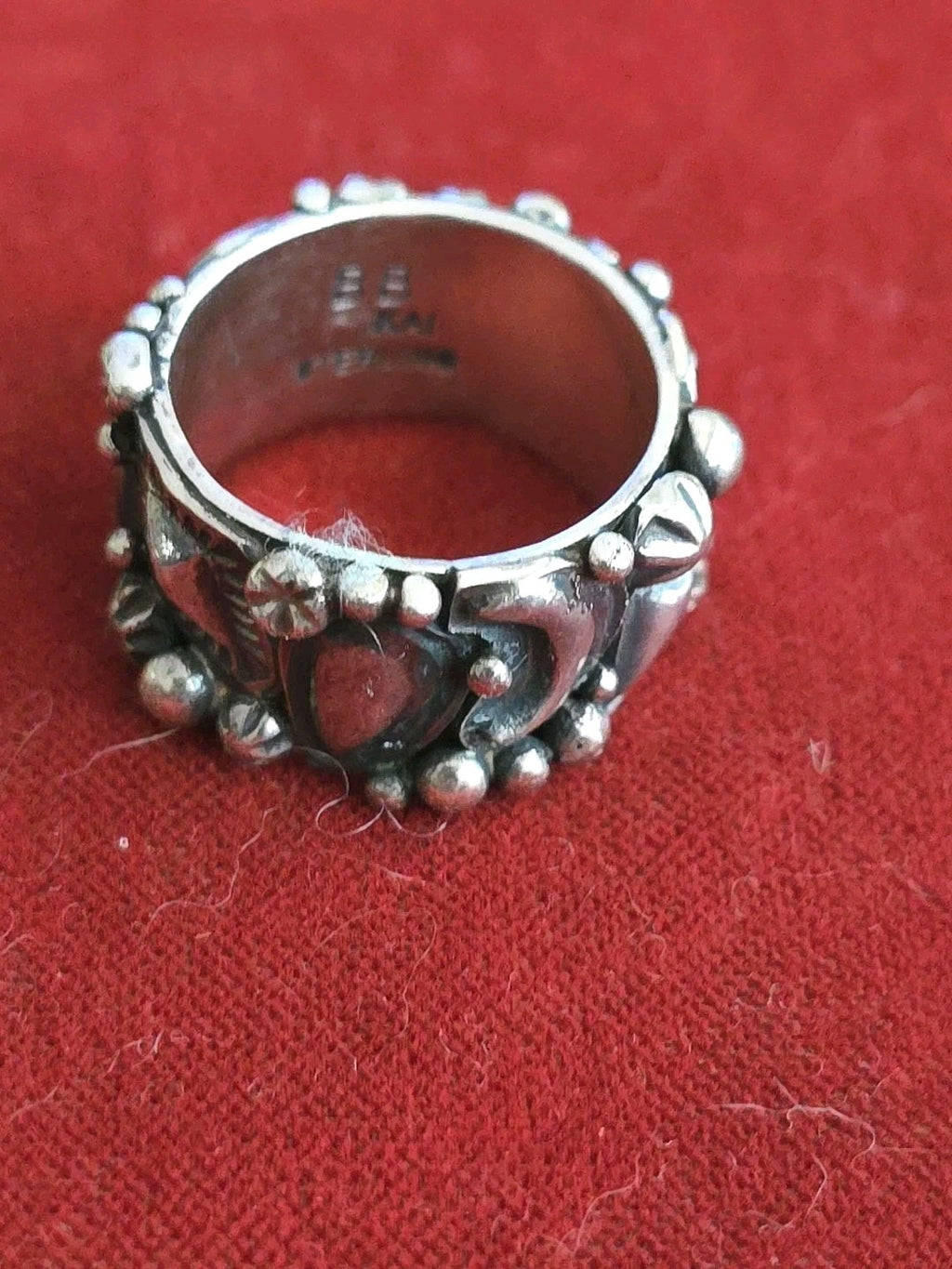 BRUTALIST Sterling Silver Ring Signed BB KAI  Size 7.5