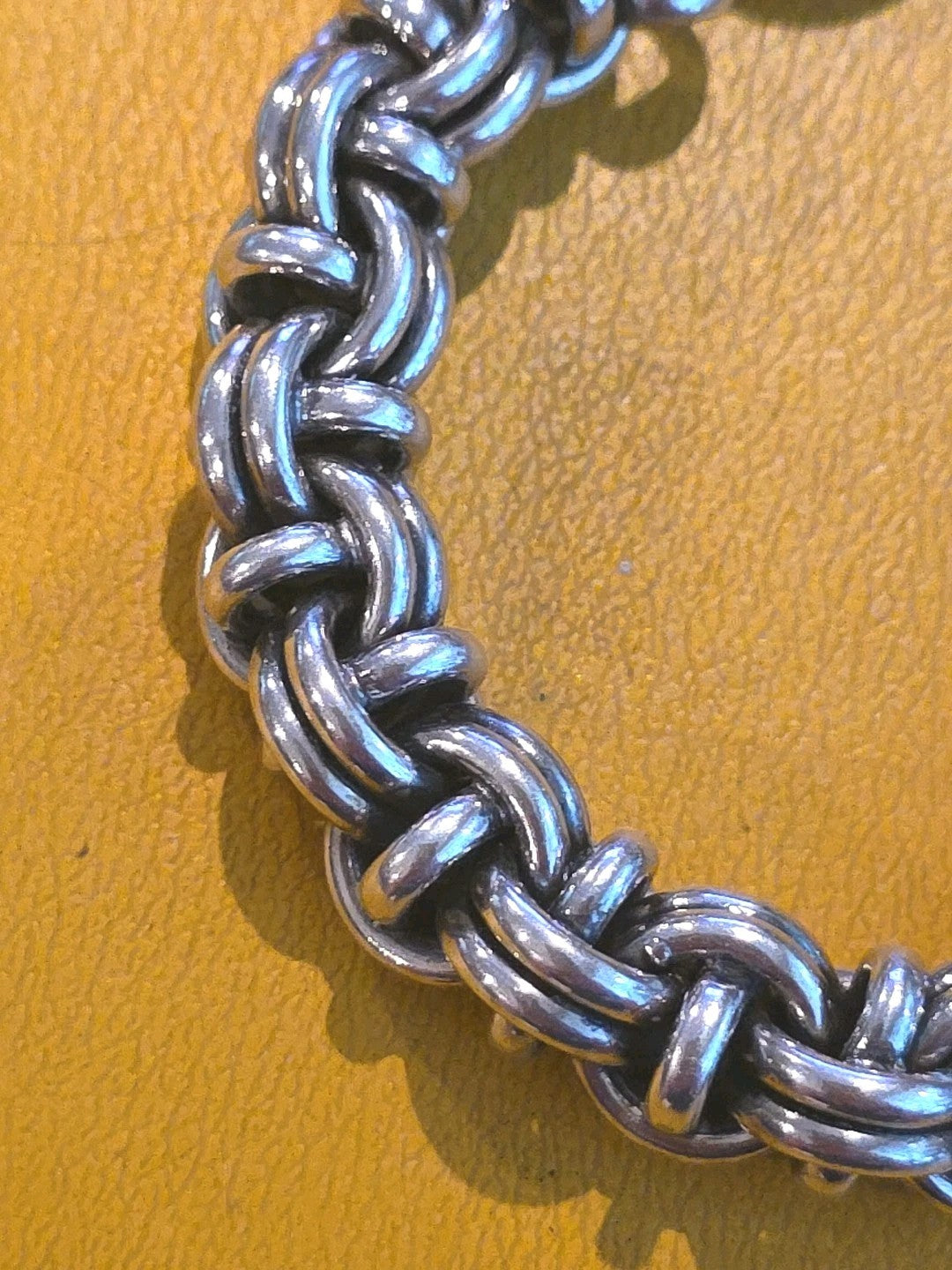 Byzantine Solid Heavy Sterling Silver Chain Bracelet 8" .925 9.53mm Thick