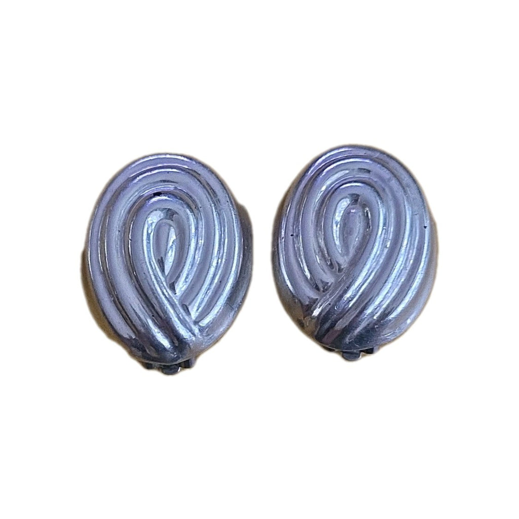 Vintage Large Modernist LOS BALLESTEROS MEXICO Sterling Silver Clip On Earrings