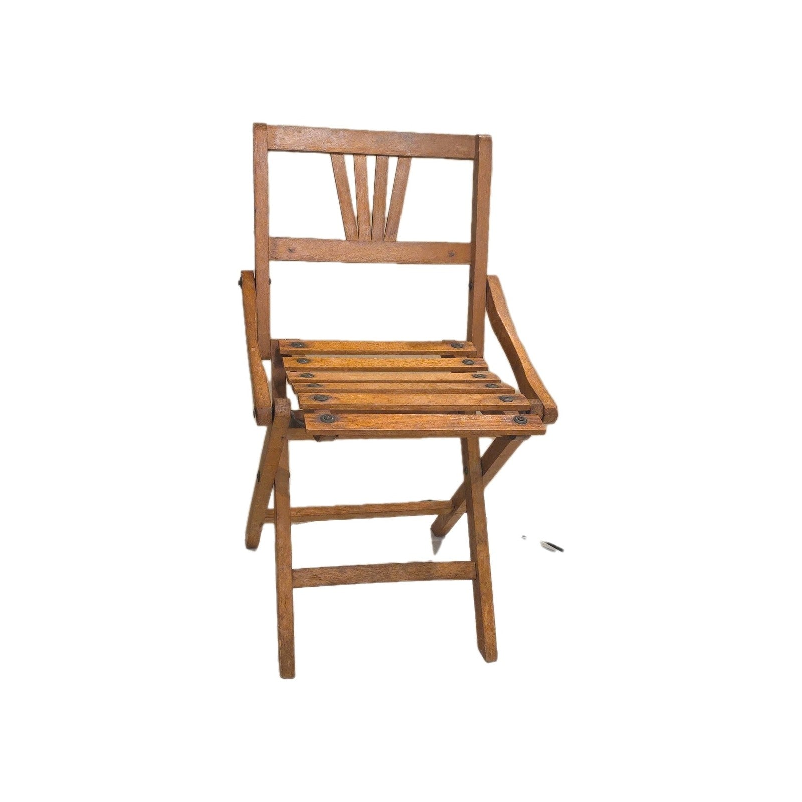 VINTAGE SLOTTED WOODEN CHILD Or DOLL FOLDING CHAIR  22”Tx13”W