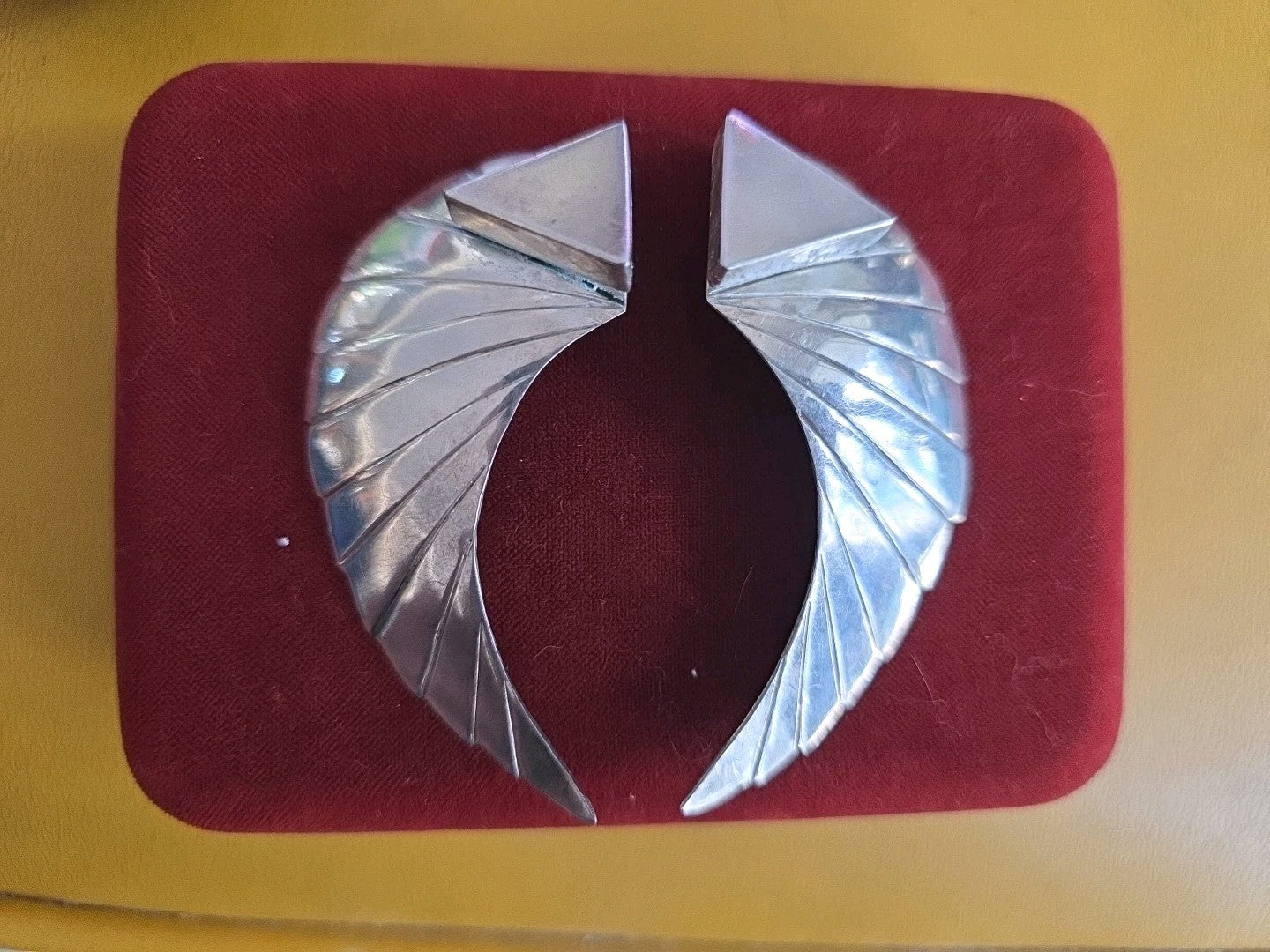 Vintage Art Deco Modernist Large Sterling Silver  Earrings
