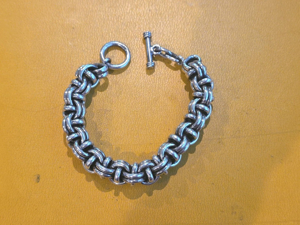 Byzantine Solid Heavy Sterling Silver Chain Bracelet 8" .925 9.53mm Thick