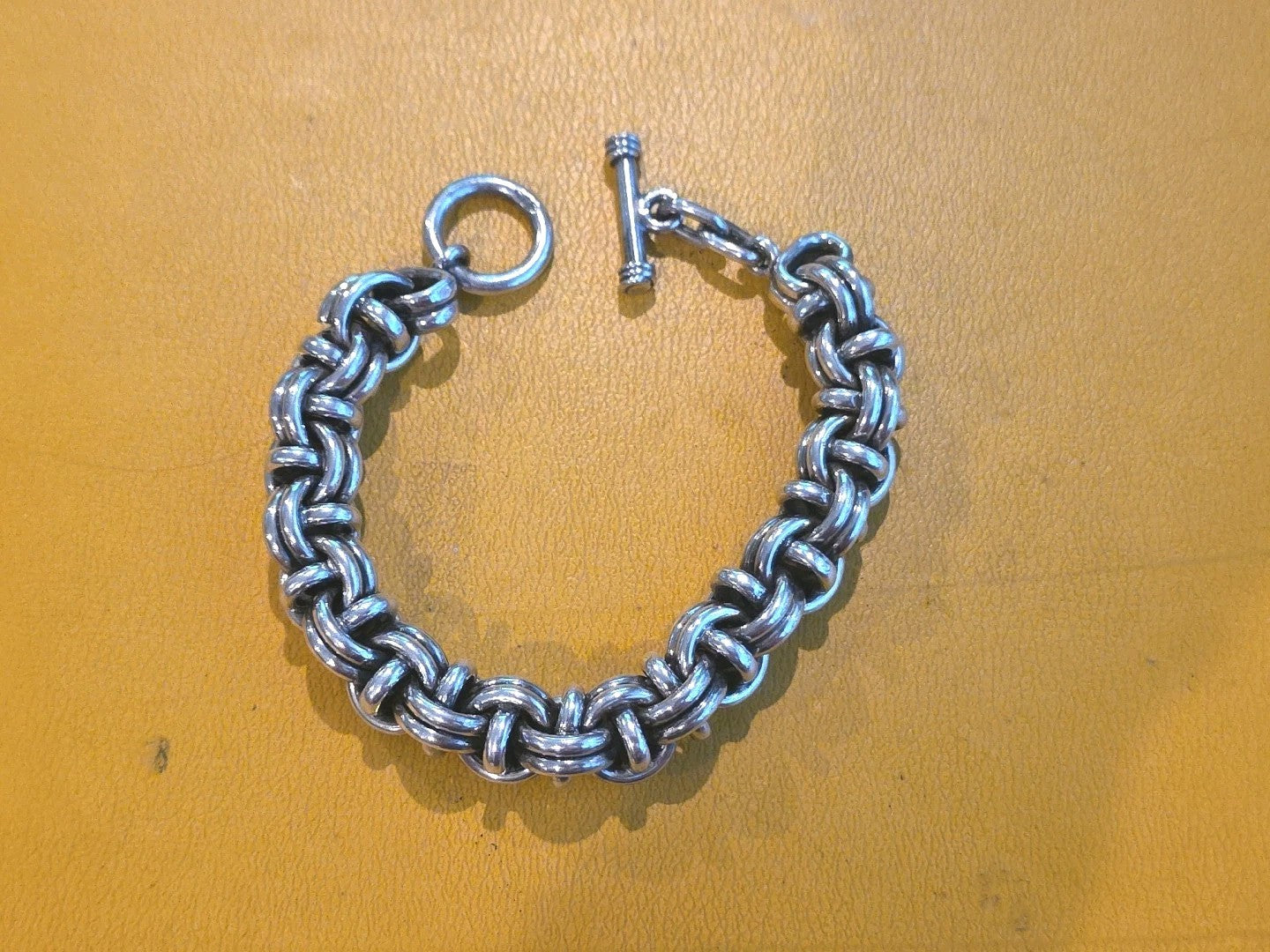 Byzantine Solid Heavy Sterling Silver Chain Bracelet 8" .925 9.53mm Thick