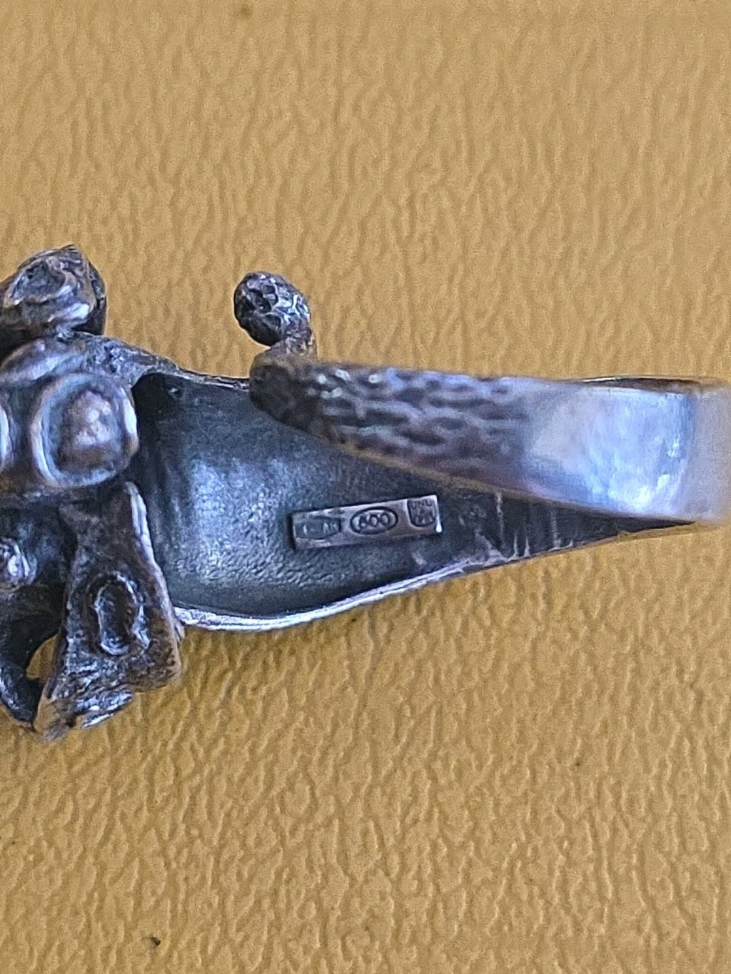 Vintage Italian Sterling  Silver Ring UNO A ERRE Dog Ring size 8.5