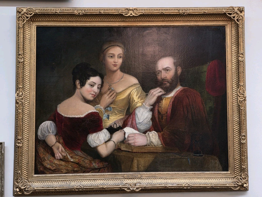 HUGE Thomas Prichard Rossiter 60" x 61" Oil Painting PARIS 1841