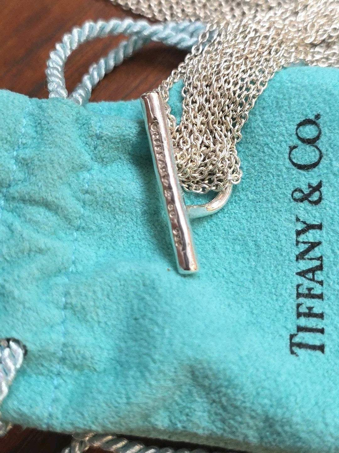 Tiffany & Co Sterling Silver Multi Strand Mesh Circle Round Toggle Necklace