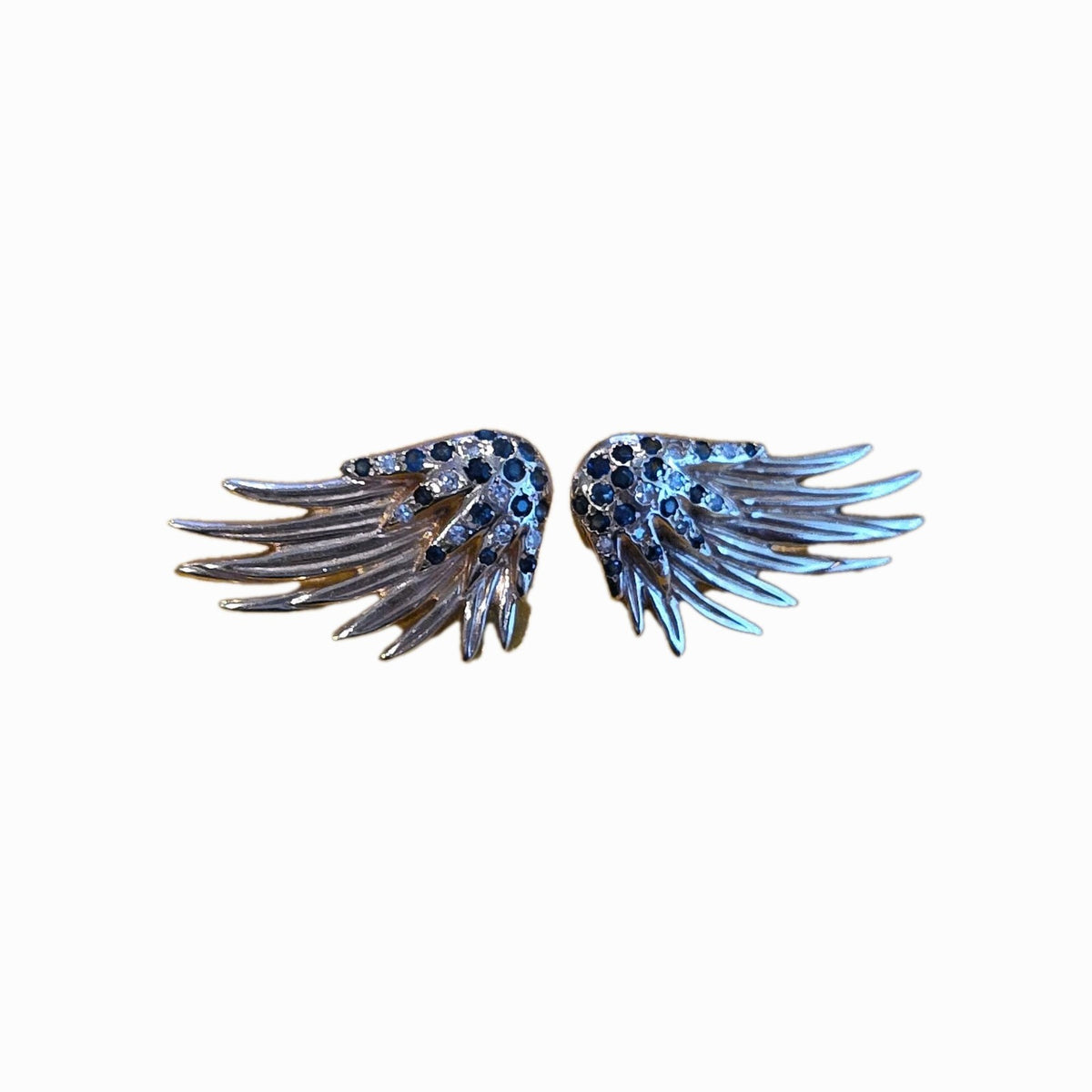 18kt Yellow Gold & Diamond & Saffire Wing Earrings