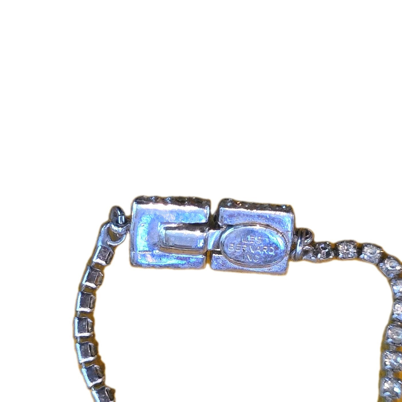 Les Bernard Inc Rhinestone Chain Thin Slim Single Row Necklace & Pendant