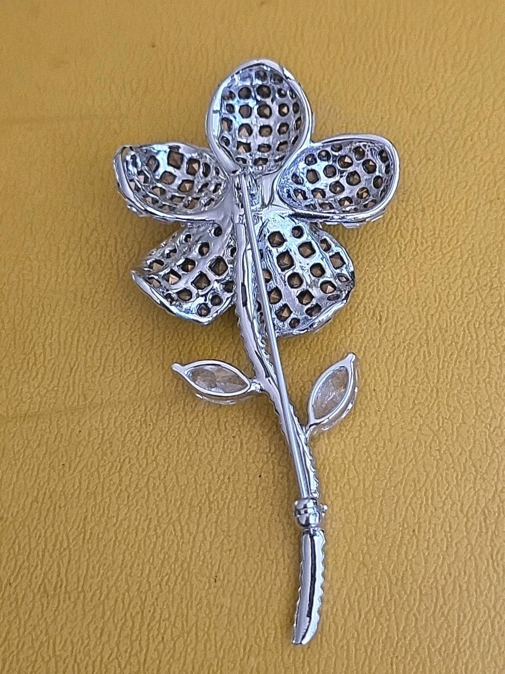 Flower Brooch 925 Sterling Silver Evening Wear Party Jewelry
