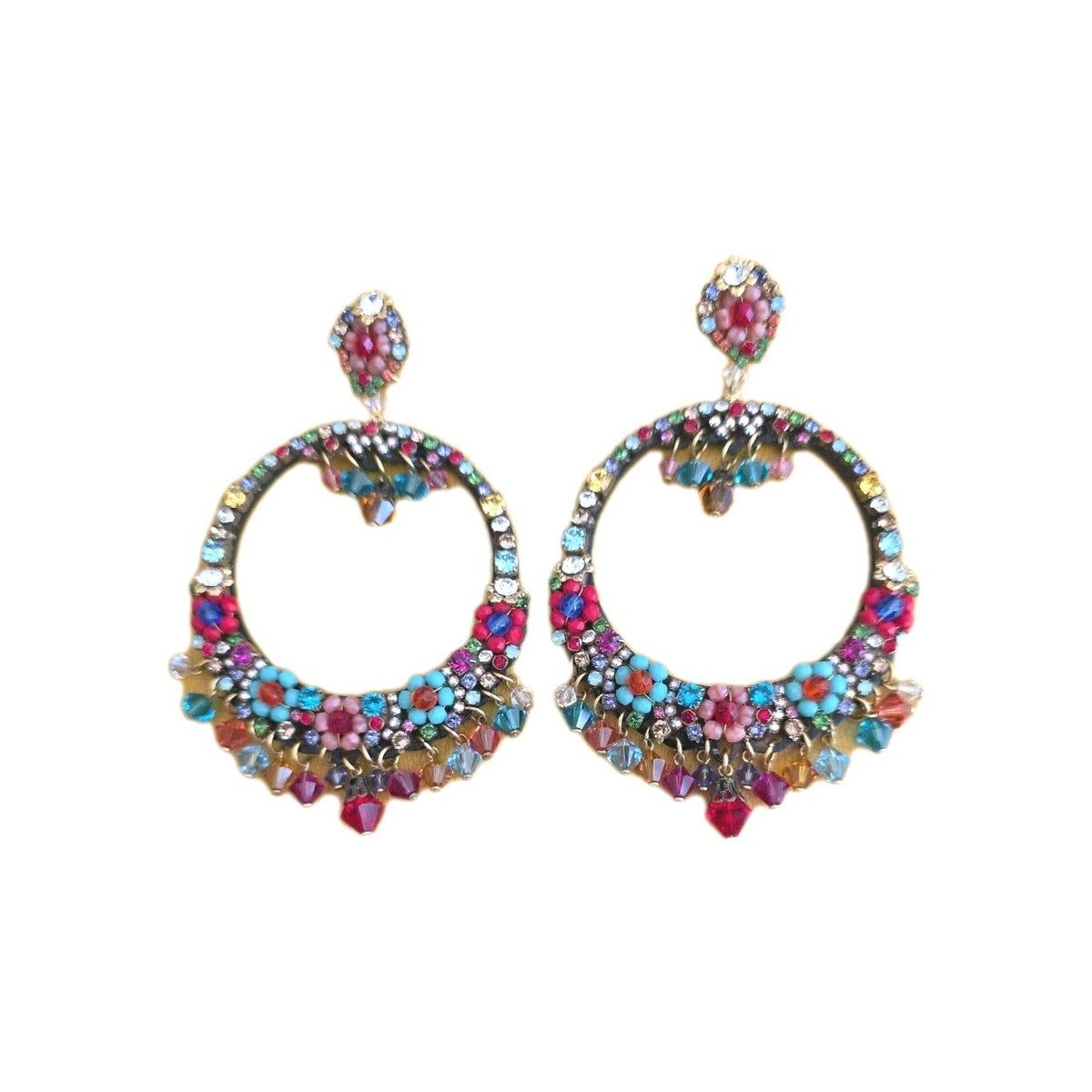 DUBLOS Chandelier Earrings Flamenco Style Crystals Crystal Beads 3.5” L