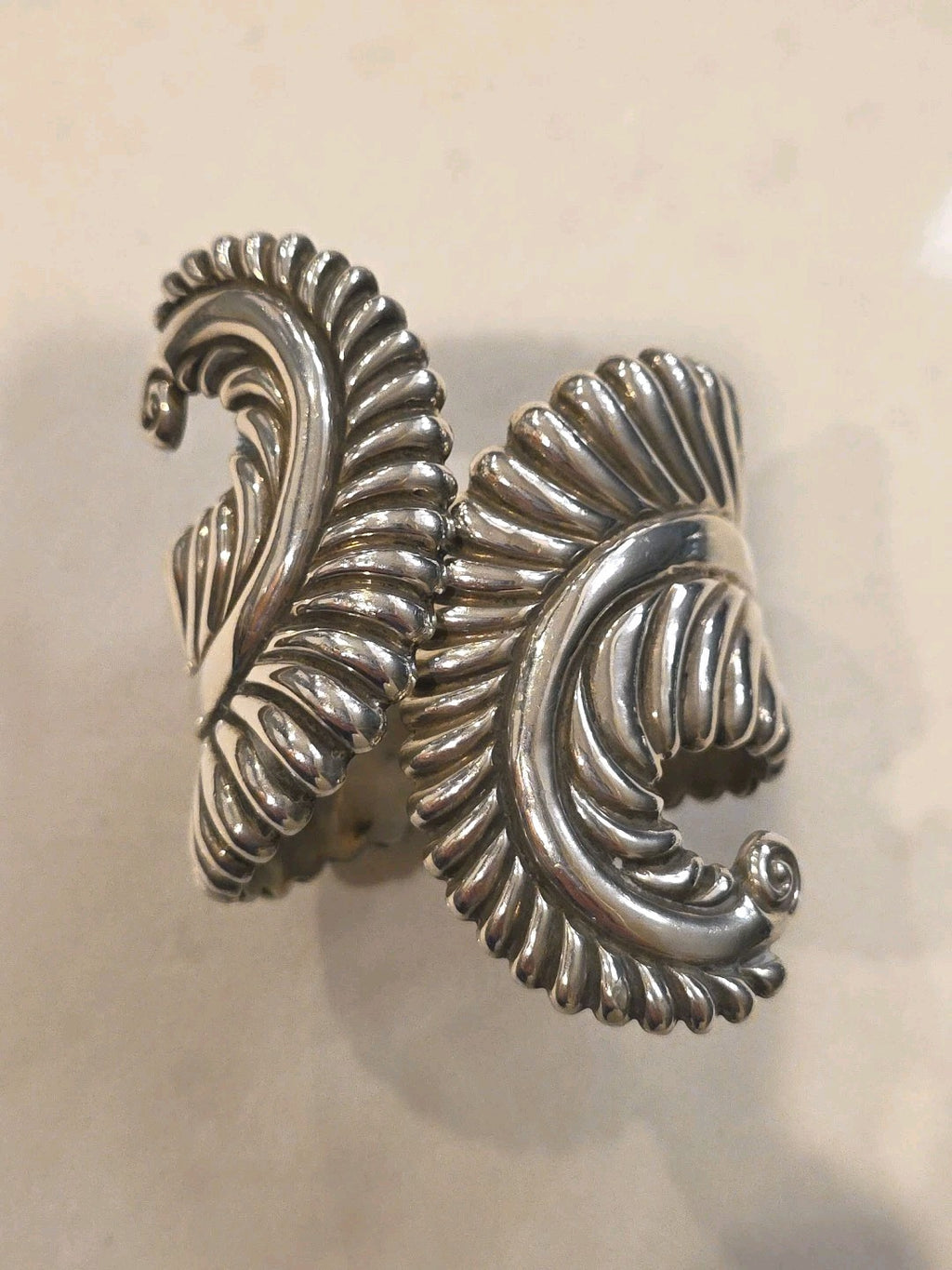 E. D. P.  Los Castillo Sterling Silver Cuff Bracelet 1960 SUPERB ClampMechanism