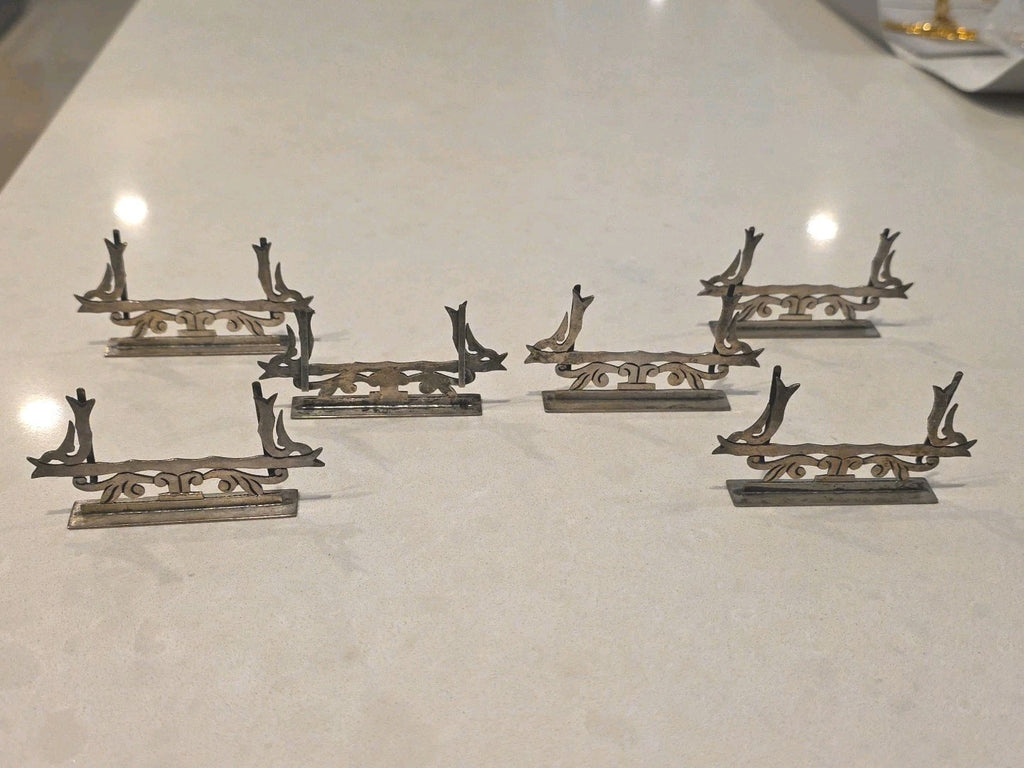Lot of 6 Taxco Antique Sterling Silver Menu Place Card Holders