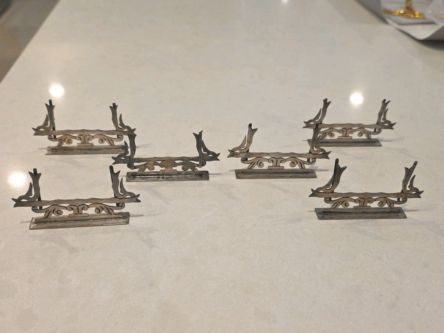 Lot of 6 Taxco Antique Sterling Silver Menu Place Card Holders