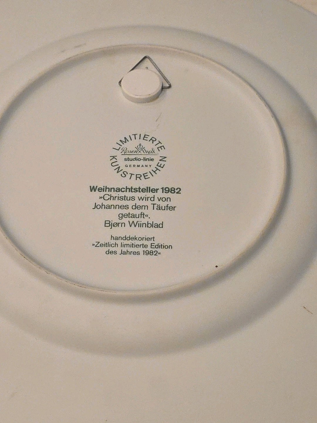 Rosenthal Porcelain 1982 Bjorn Wiinblad Christmas 'Christening of Christ' Plate