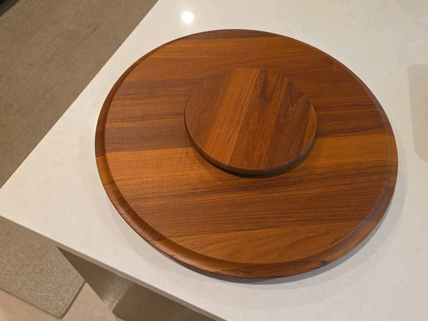 Danish Lazy-Susan-Tray Vtg Digsmed Mid-Cen Scandinavian Walnut 18.5" Lg
