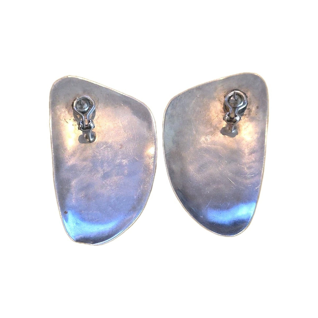 VTG Onyx Sterling Silver Earrings Angular Post Southwest Native American