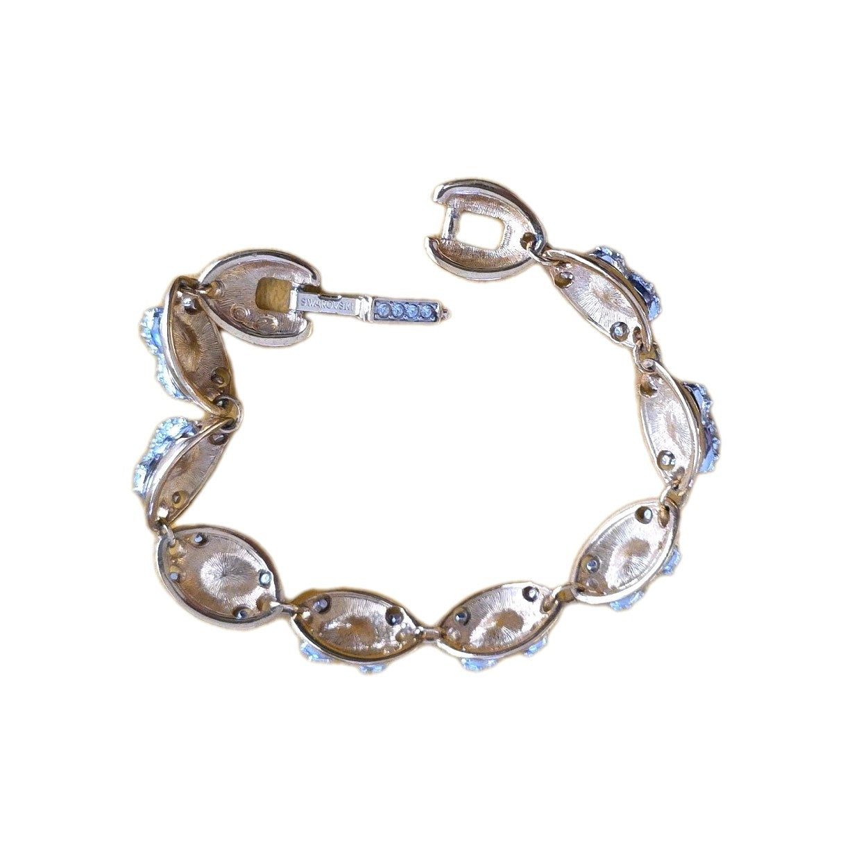 Swarovski Signed VTG Gold Tone Clear Rhinestone X O Bracelet