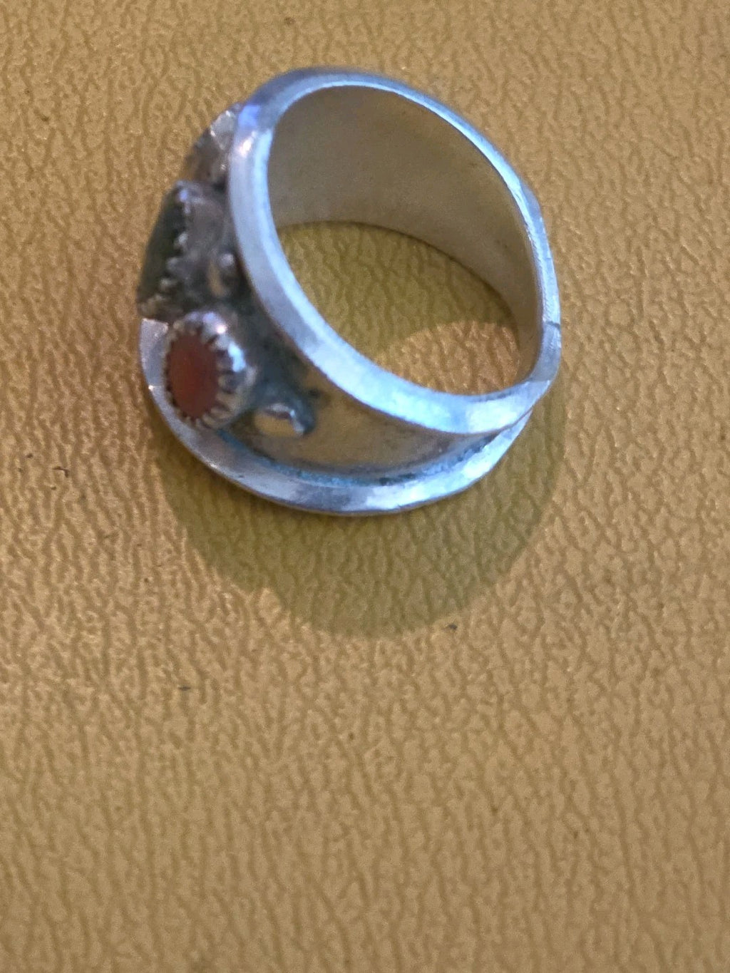 Vintage Navajo Sterling Silver & Turquoise Cigar Ring Size 8.5