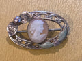 Vintage Art Deco Carved Shell CAMEO Bar Pin Brooch