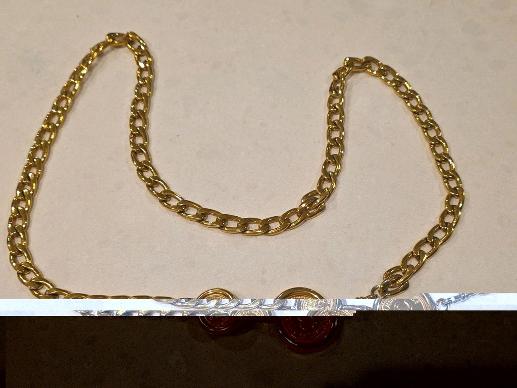 CHANEL Gold Plated CC Logos Medal Charm Vintage Chain Belt