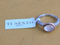 925 Sterling Silver Rose Gold Plated Bezel TI SENTO Ring Italy Size 6 US