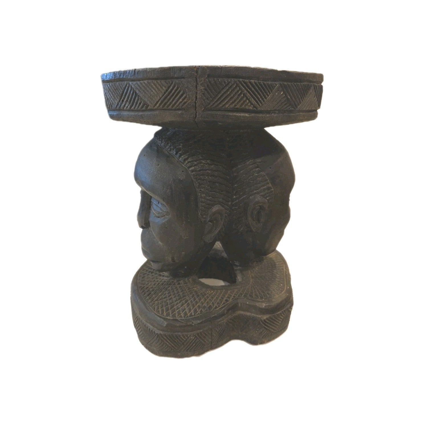 Antique Wood Carved Tree Congo Chief's Stool