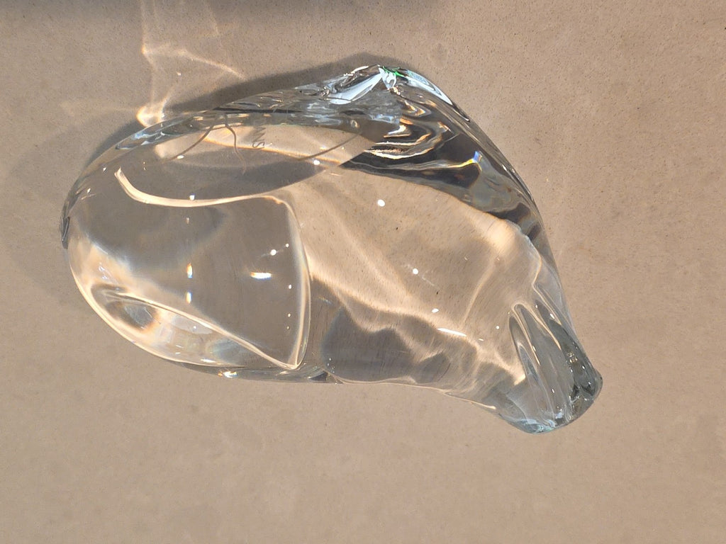 Vintage Signed Dansk Full Lead Crystal Walrus Paperweight Sculpture