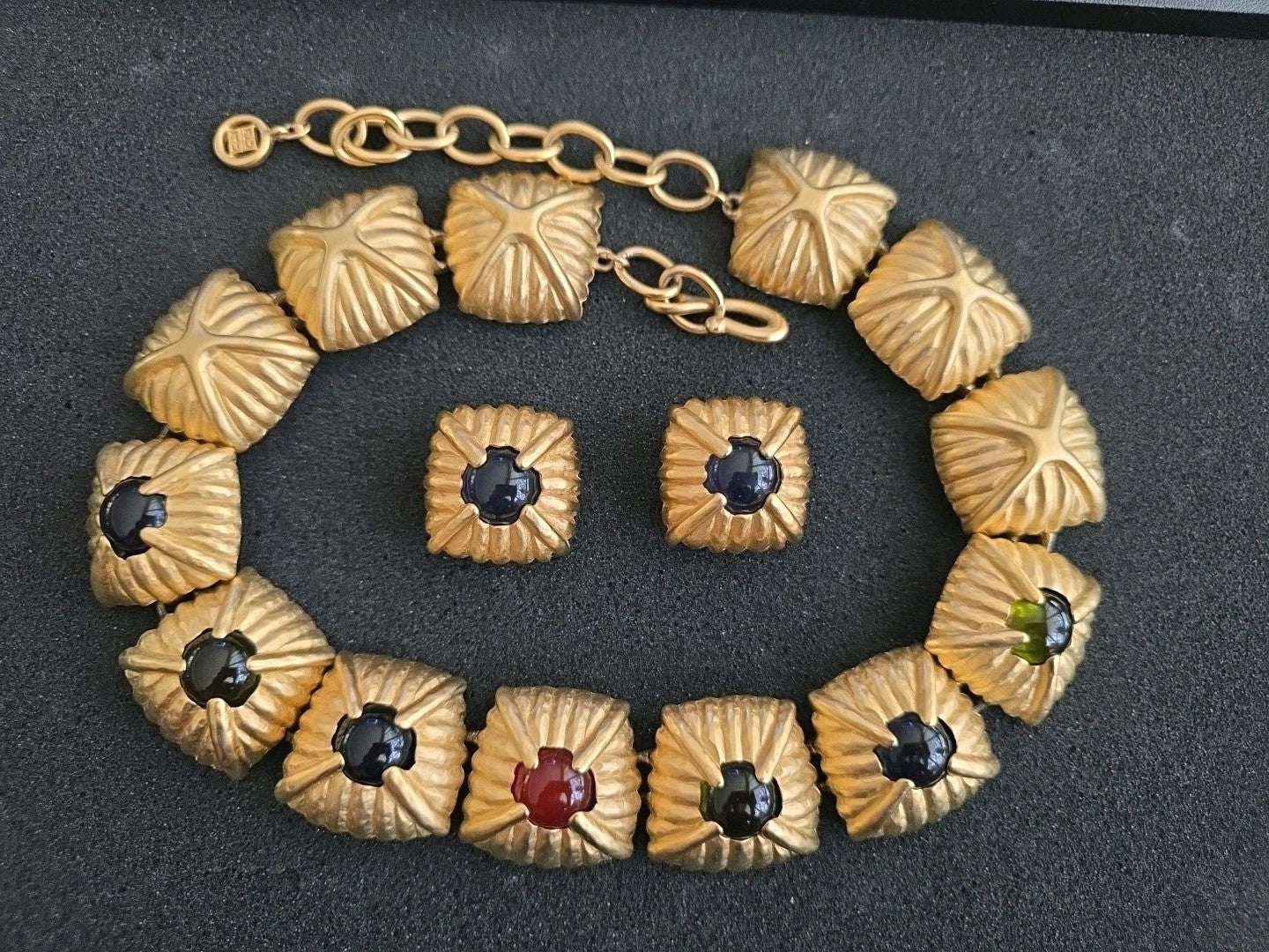 Vintage 1980's Givenchy Gold Gripiox Earrings and Choker Necklace Set