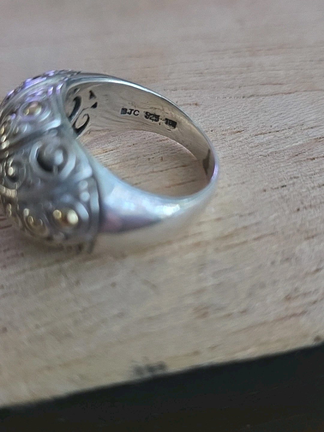 *Samuel B Behnam BJC Sterling 925 Silver 18k GOLD Blue Stone Ring Size 7