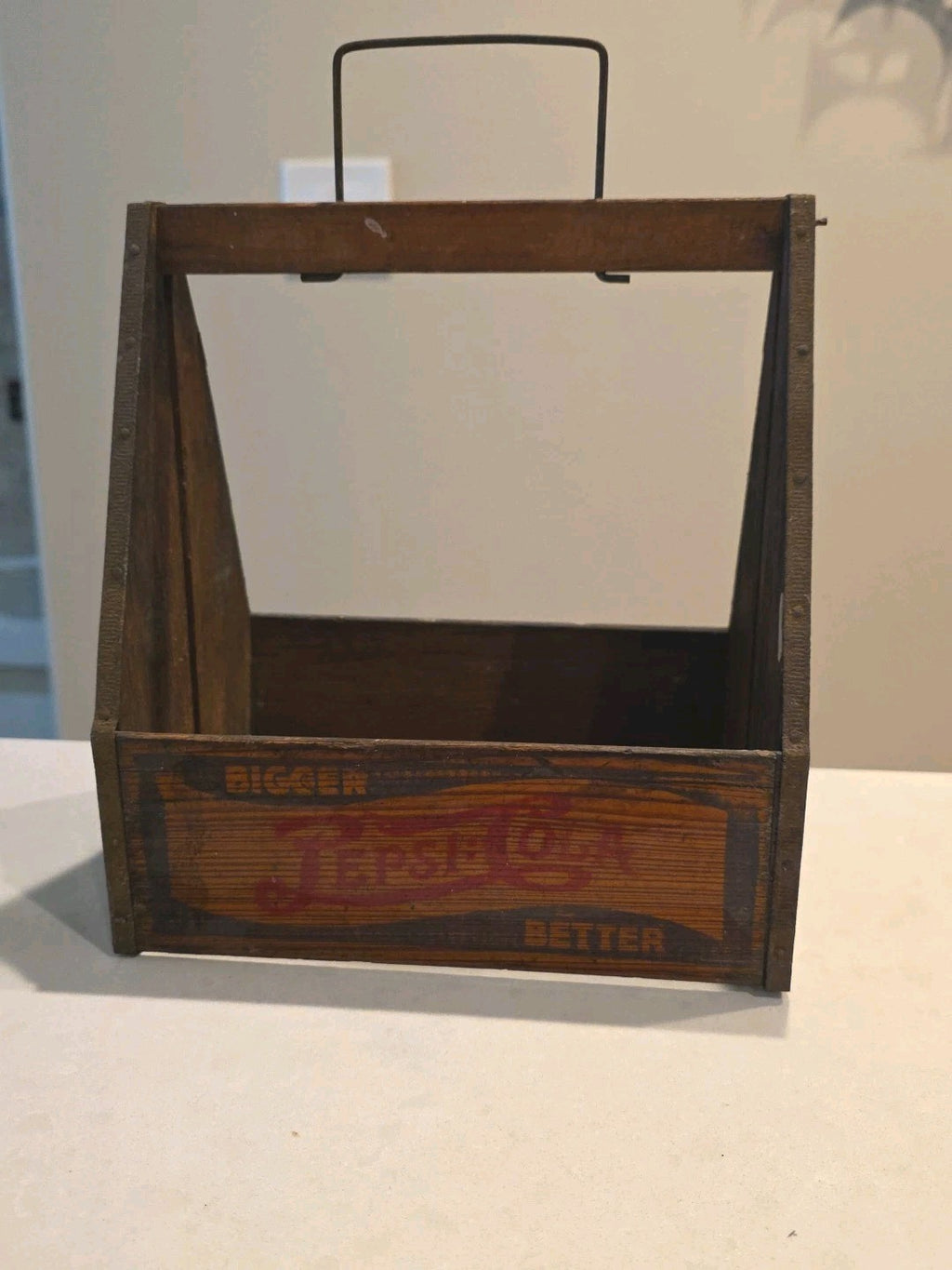 Early Pepsi Cola Wooden Soda Bottle Carrier - Great Graphics!