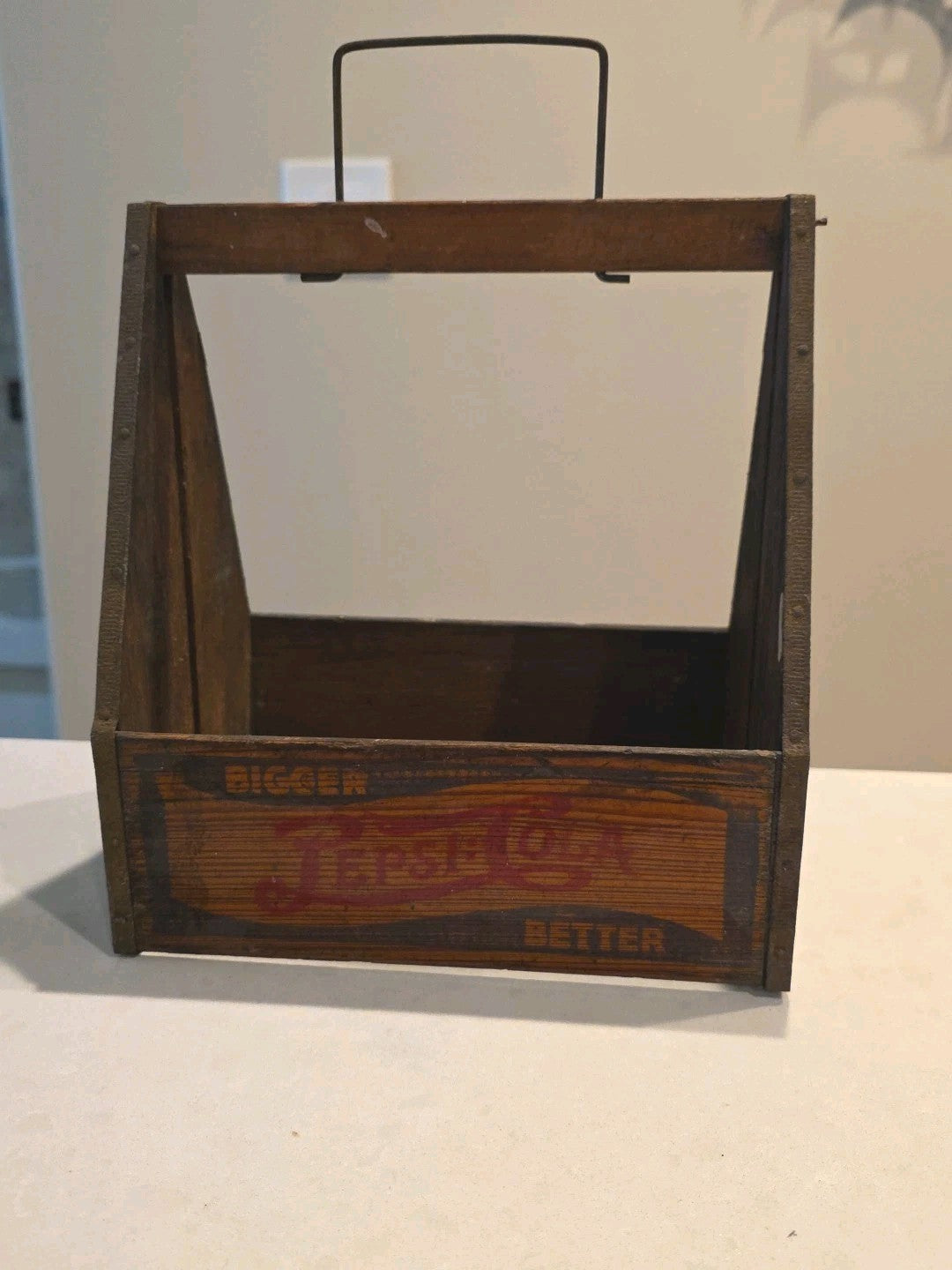 Early Pepsi Cola Wooden Soda Bottle Carrier - Great Graphics!
