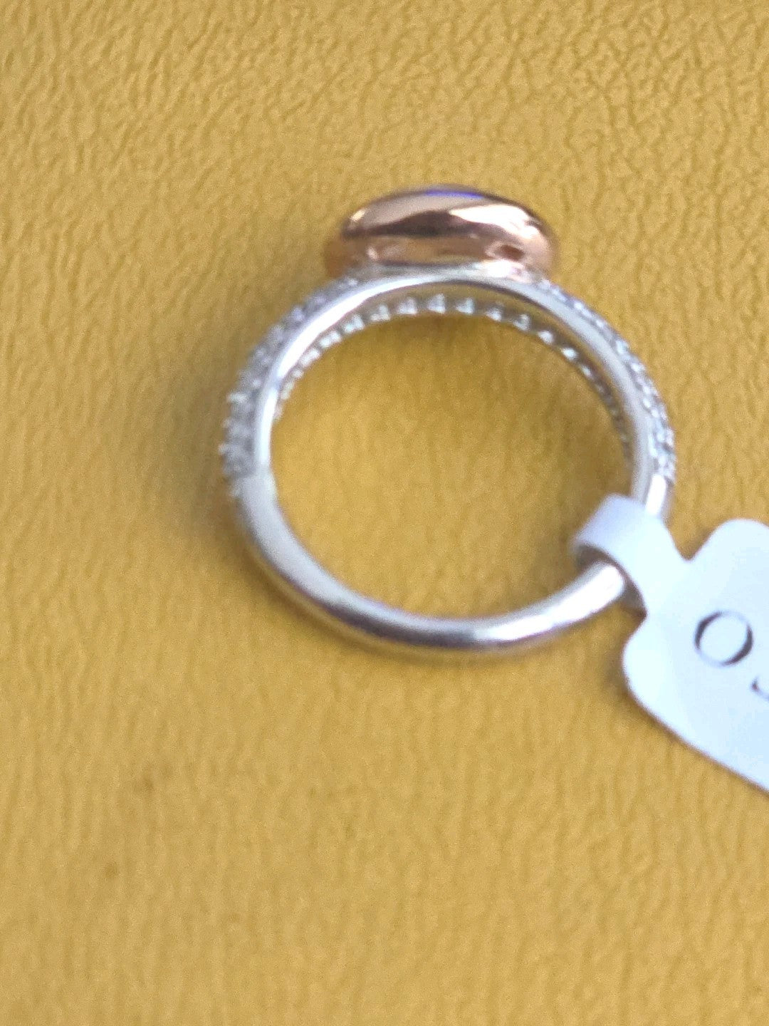 925 Sterling Silver Rose Gold Plated Bezel TI SENTO Ring Italy Size 6 US