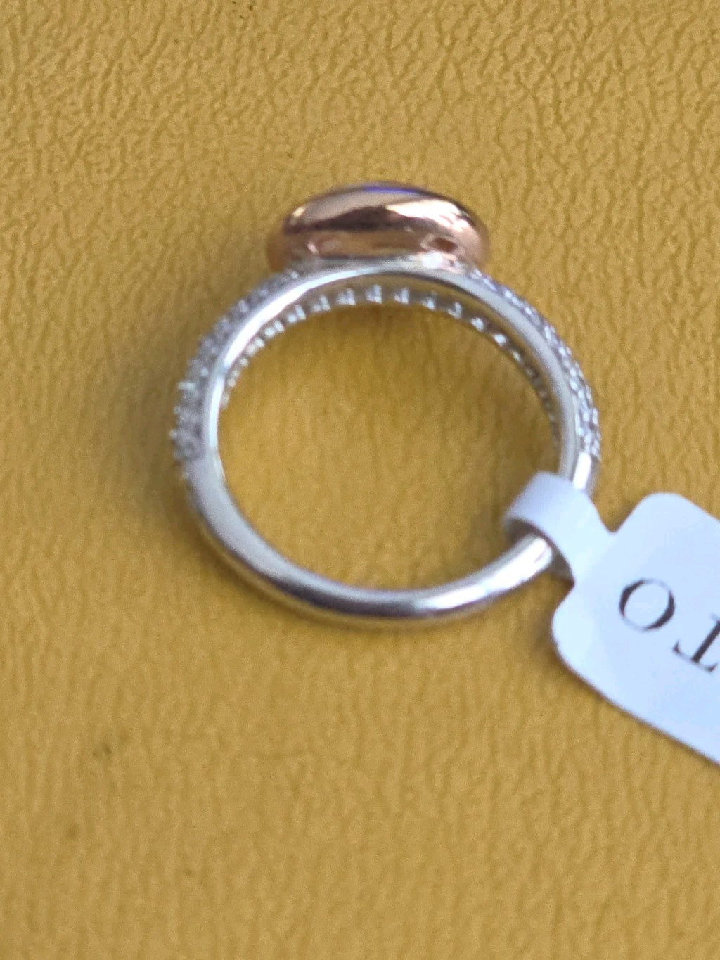 925 Sterling Silver Rose Gold Plated Bezel TI SENTO Ring Italy Size 6 US
