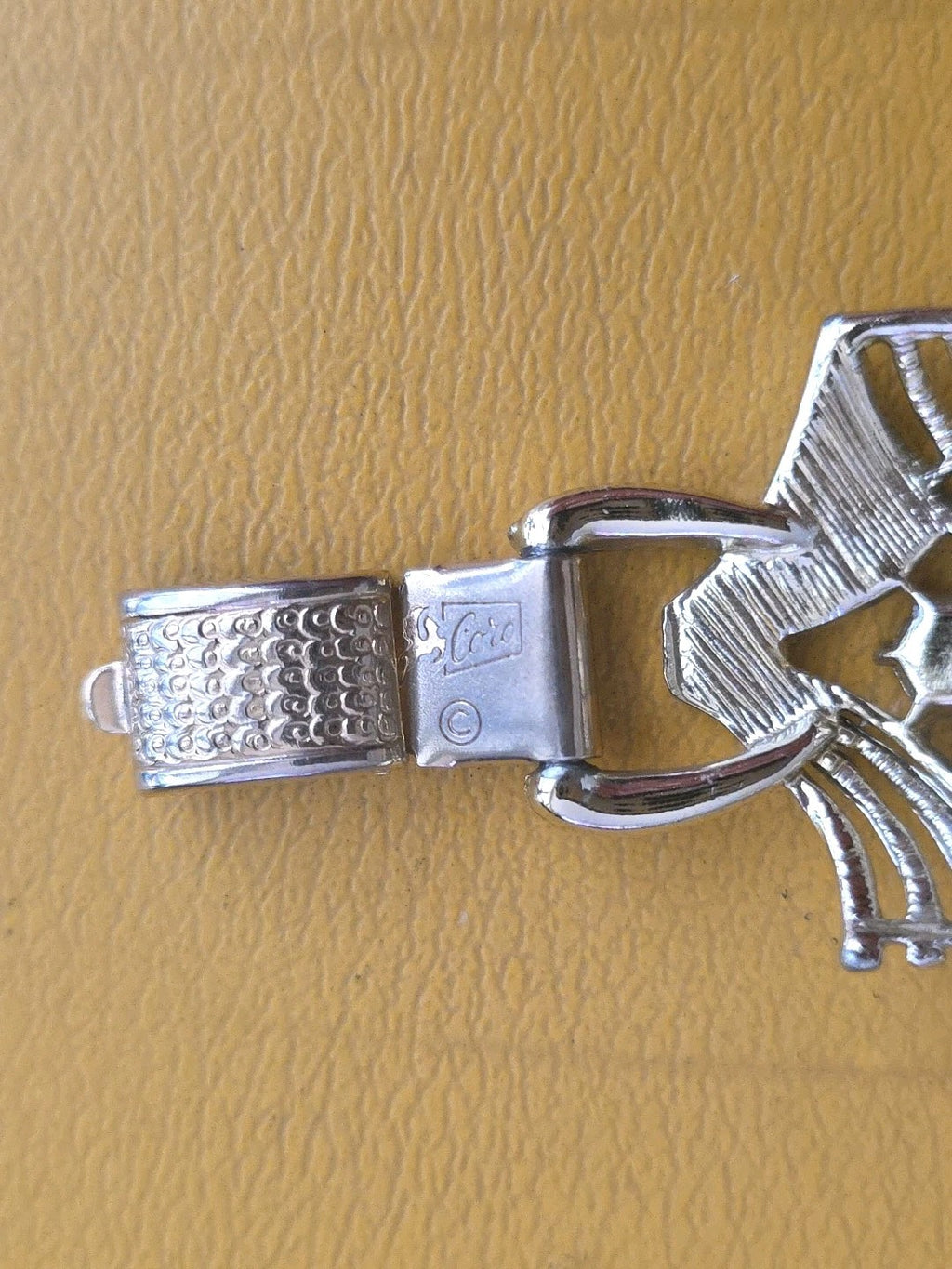 Coro VTG Pegasus Bracelet Silver Tone AB Rhinestone Art Deco Glam Signed Costume