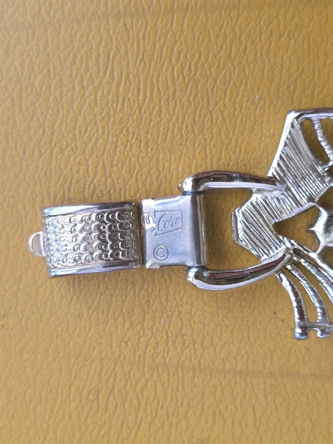 Coro VTG Pegasus Bracelet Silver Tone AB Rhinestone Art Deco Glam Signed Costume