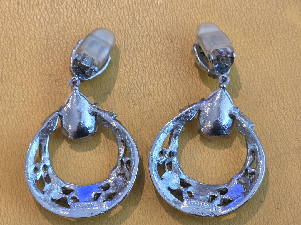 RARE DESIGNER JOSE & MARIA BARRERA JEWELED TEARDROP DANGLING CHANDELIER EARRINGS