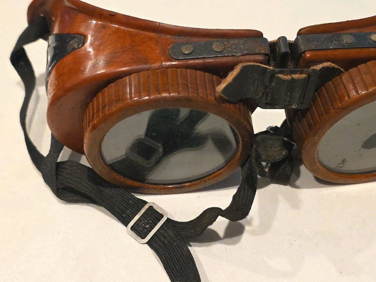 Vintage Jackson Products Burgundy Bakelite Welding Steampunk Original Goggles