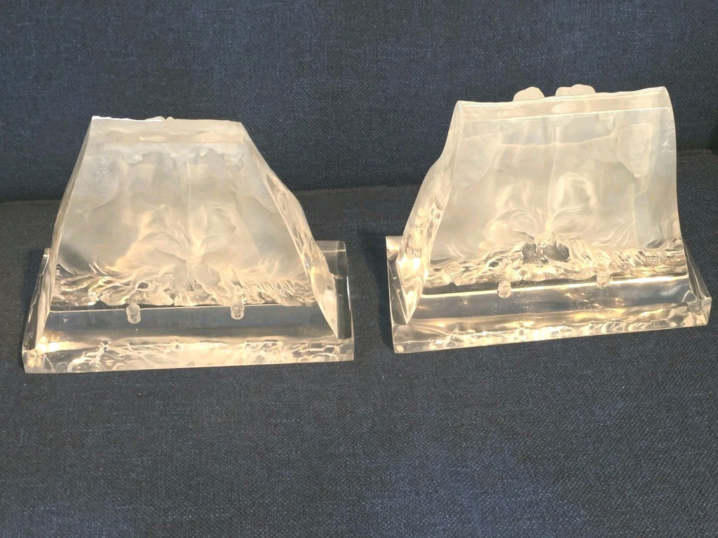 Gorgeous Vintage Lucite Wall Sculpture Bracket, Sconce, Pair of Horses Heads