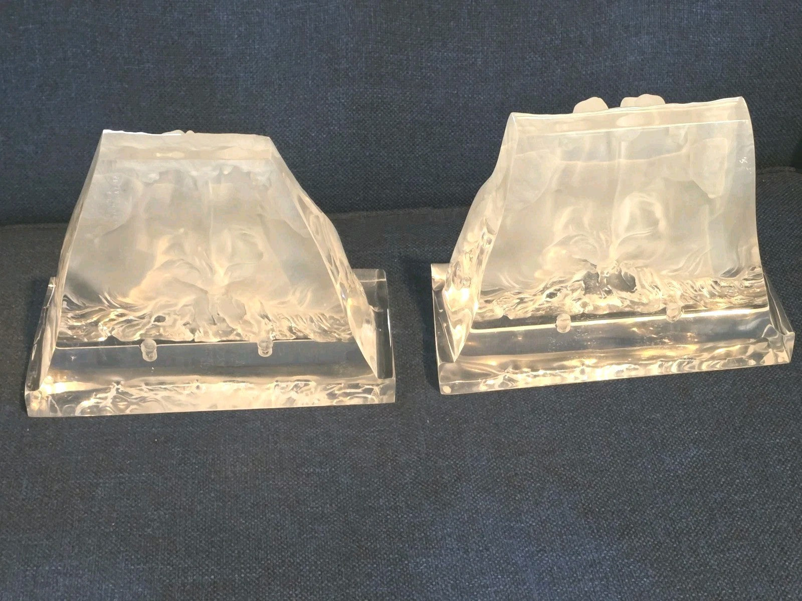 Gorgeous Vintage Lucite Wall Sculpture Bracket, Sconce, Pair of Horses Heads