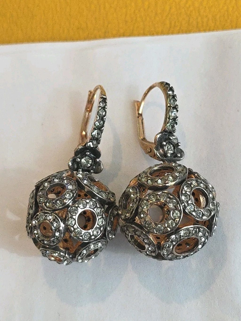 Vintage Crystal Earrings Sphere Ball Sterling Earrings